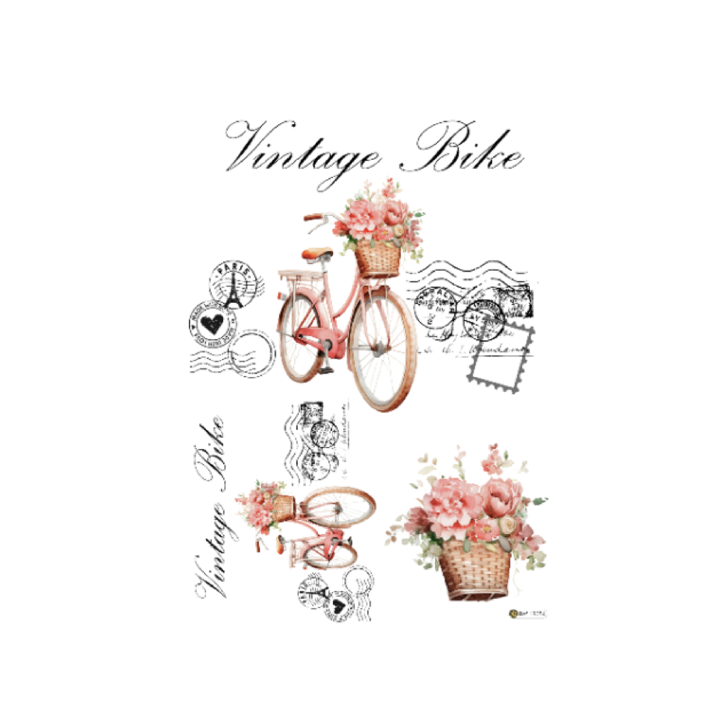 Papel Transfer - Bicicleta Rosas Vintage 7