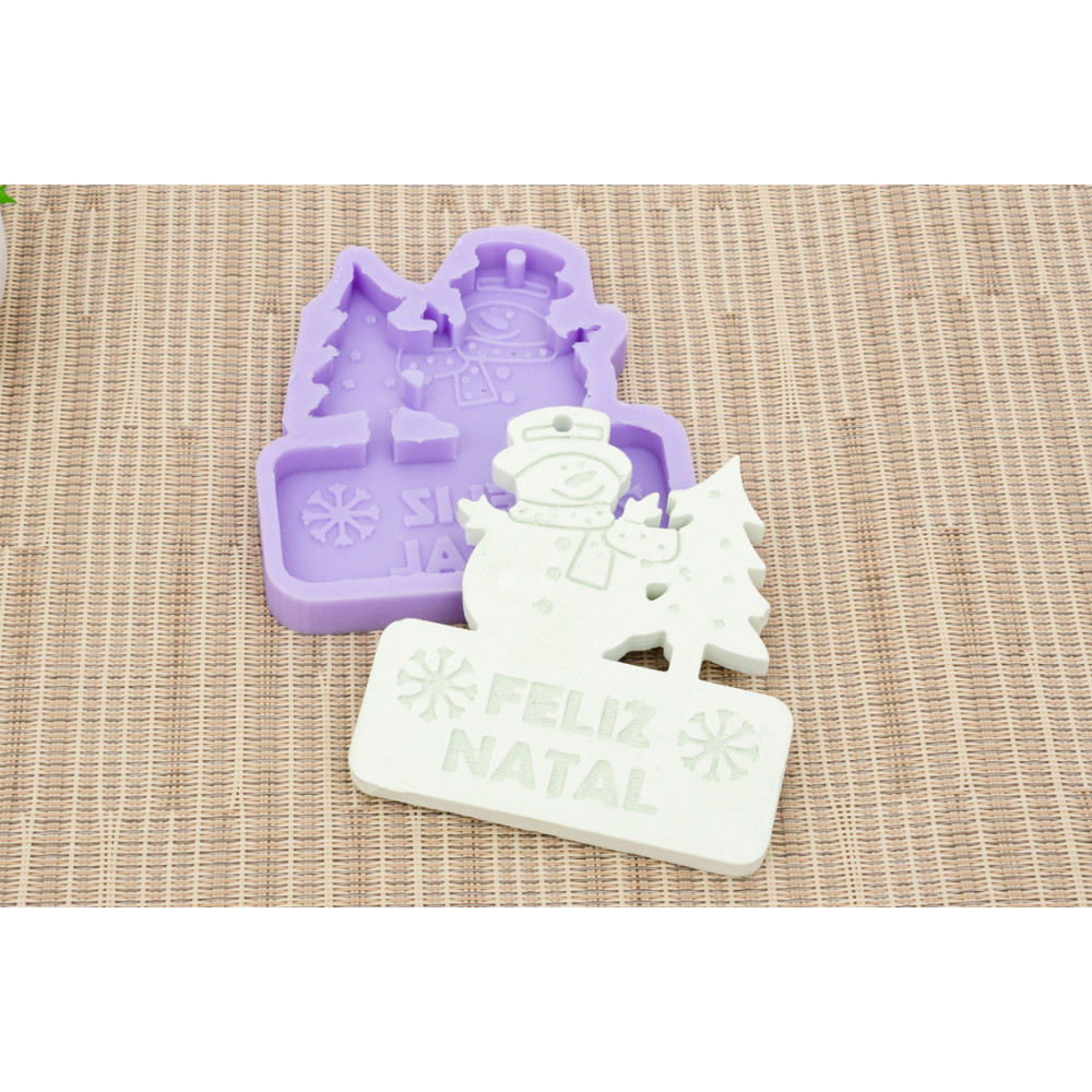 MOLDE SILICONE BONECO DE NEVE  FELIZ NATAL