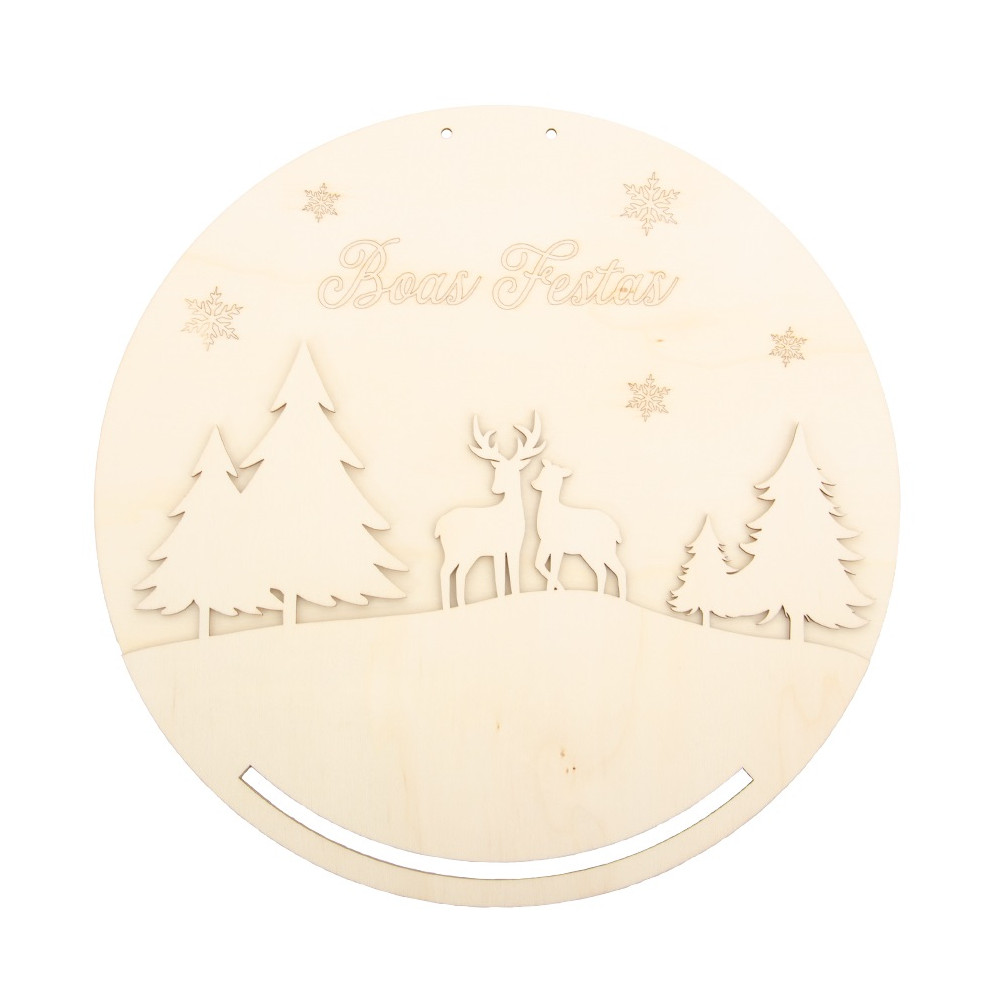 CAÇA SONHOS C/ VEADOS D.30X0.3CM CHOUPO