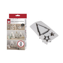 MOLDE SILICONE PINHEIRO E ESTRELAS