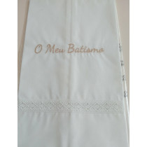 Toalha Batismo Branca Bordado "O Meu Batismo"
