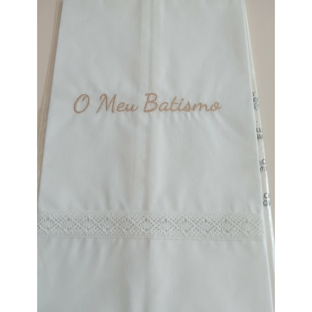 Toalha Batismo Branca Bordado "O Meu Batismo"
