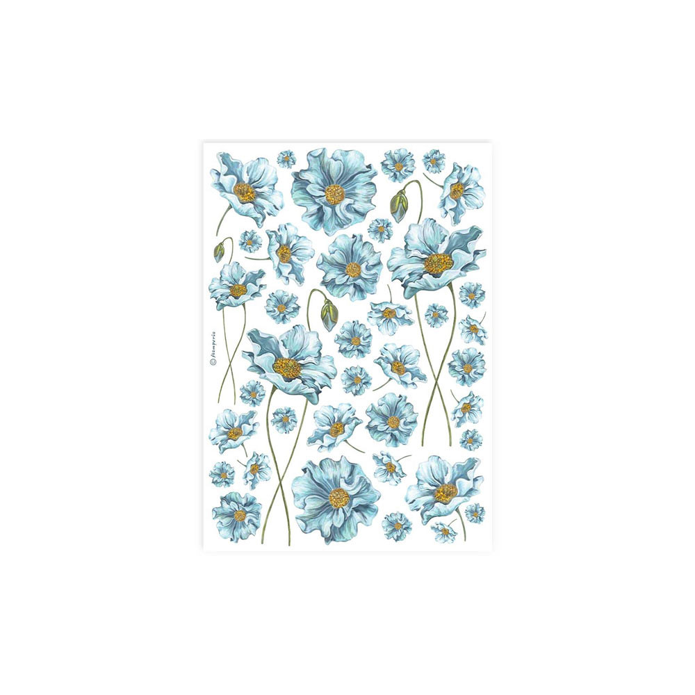 Papel de arroz A4 - Flores Azuis