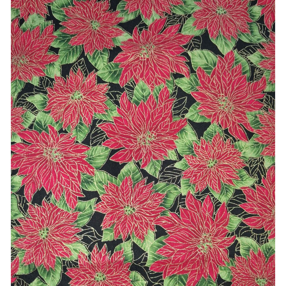 Tecido Flor Natal Ouro