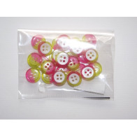 Botões simples rosa e amarelo