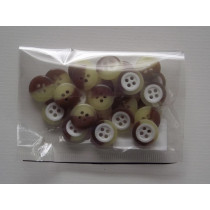 Botões simples castanho e beje