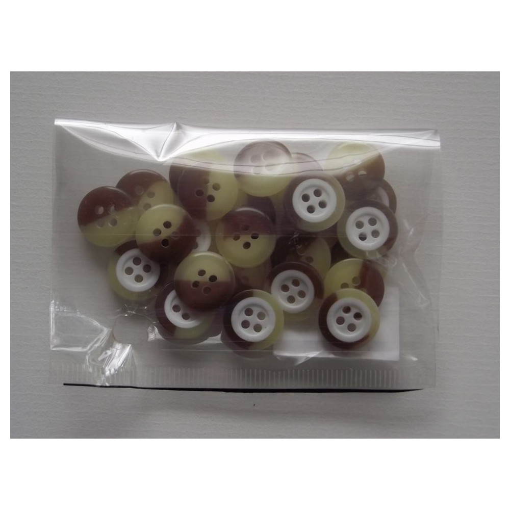 Botões simples castanho e beje