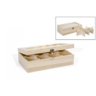 Caixa de chá tampa com vidro 8 divisórias