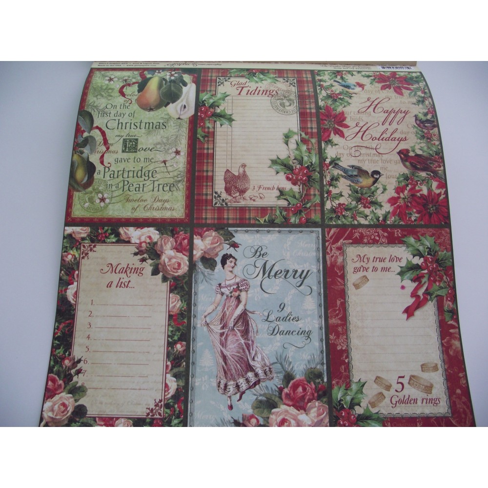 Papel de Scrap Twelve Days of Christmas Graphic 45