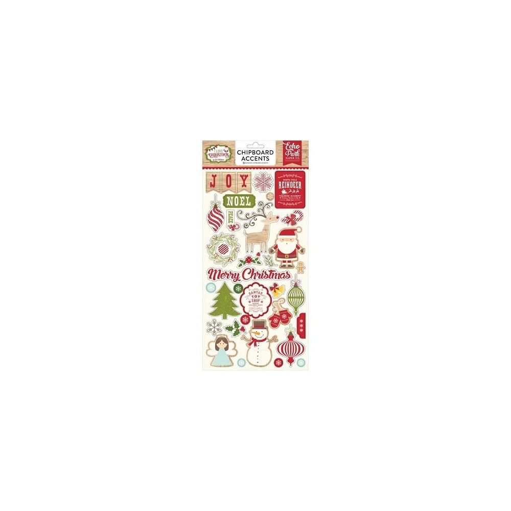 Chipboard accents  adesivos I Love Christmas