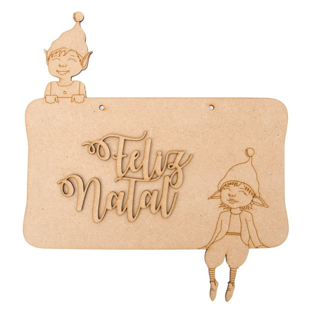 Placa duendes Feliz Natal