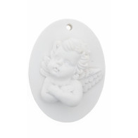 Placa oval c/ Anjo braços cruzados