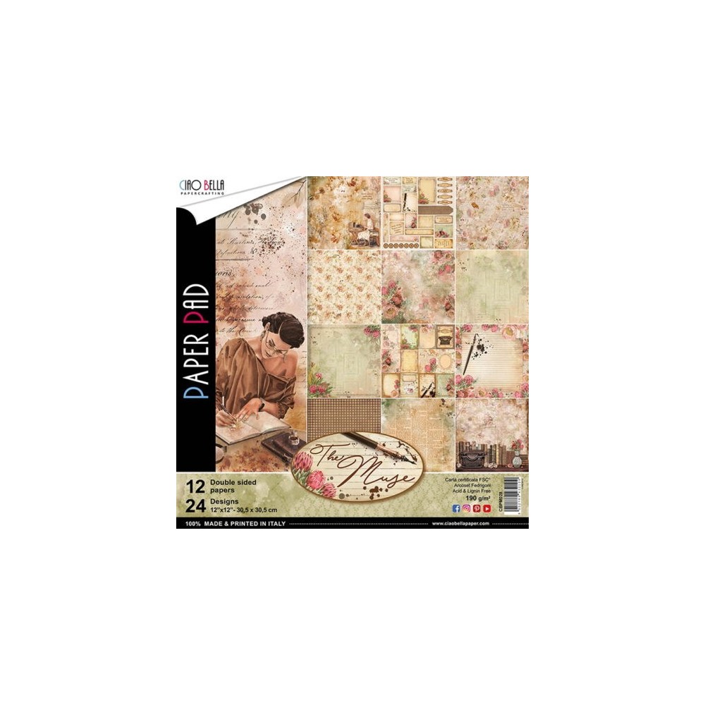 BLOCO SCRAPBOOK DUPLA FACE 'THE MUSE ' 30.5X30.5 CM 