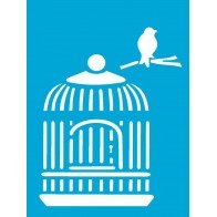 Stencil  gaiola passarinho