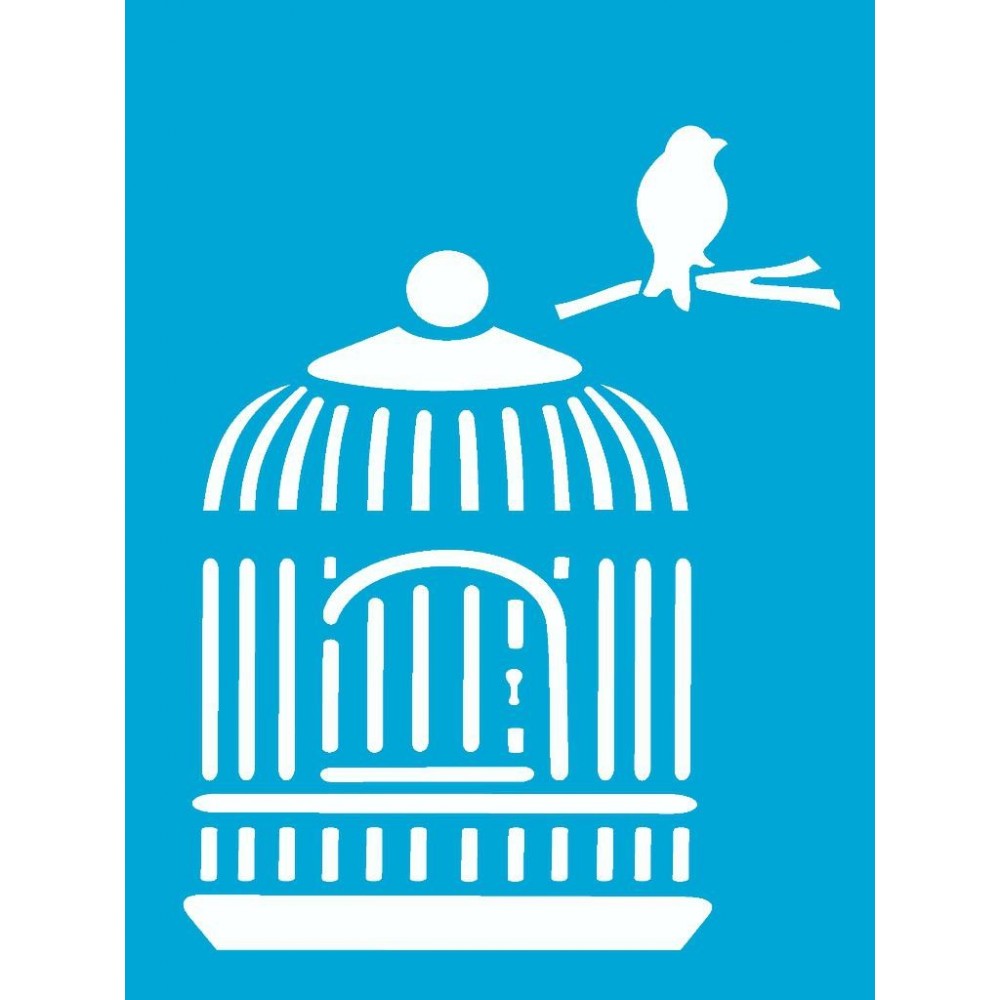 Stencil  gaiola passarinho