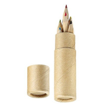 Caixa cilindrica com 6 lapis de cores sortidas