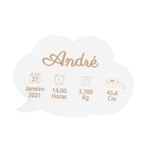 PLACA DE NASCIMENTO NUVEM PERSONALIZAVEL 
