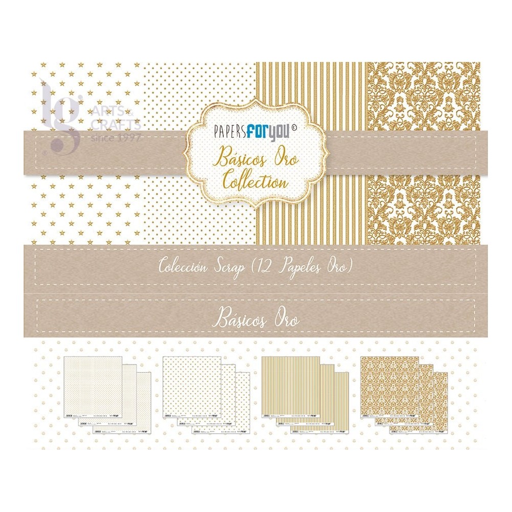 Bloco Papel Scrapbooking Basicos Ouro 30x30cm