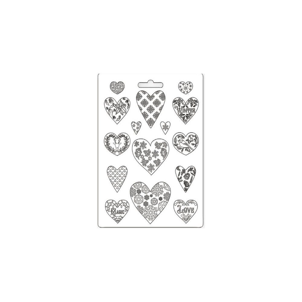 Molde A4 PVC  Flexivel Corações Natal STAMPERIA