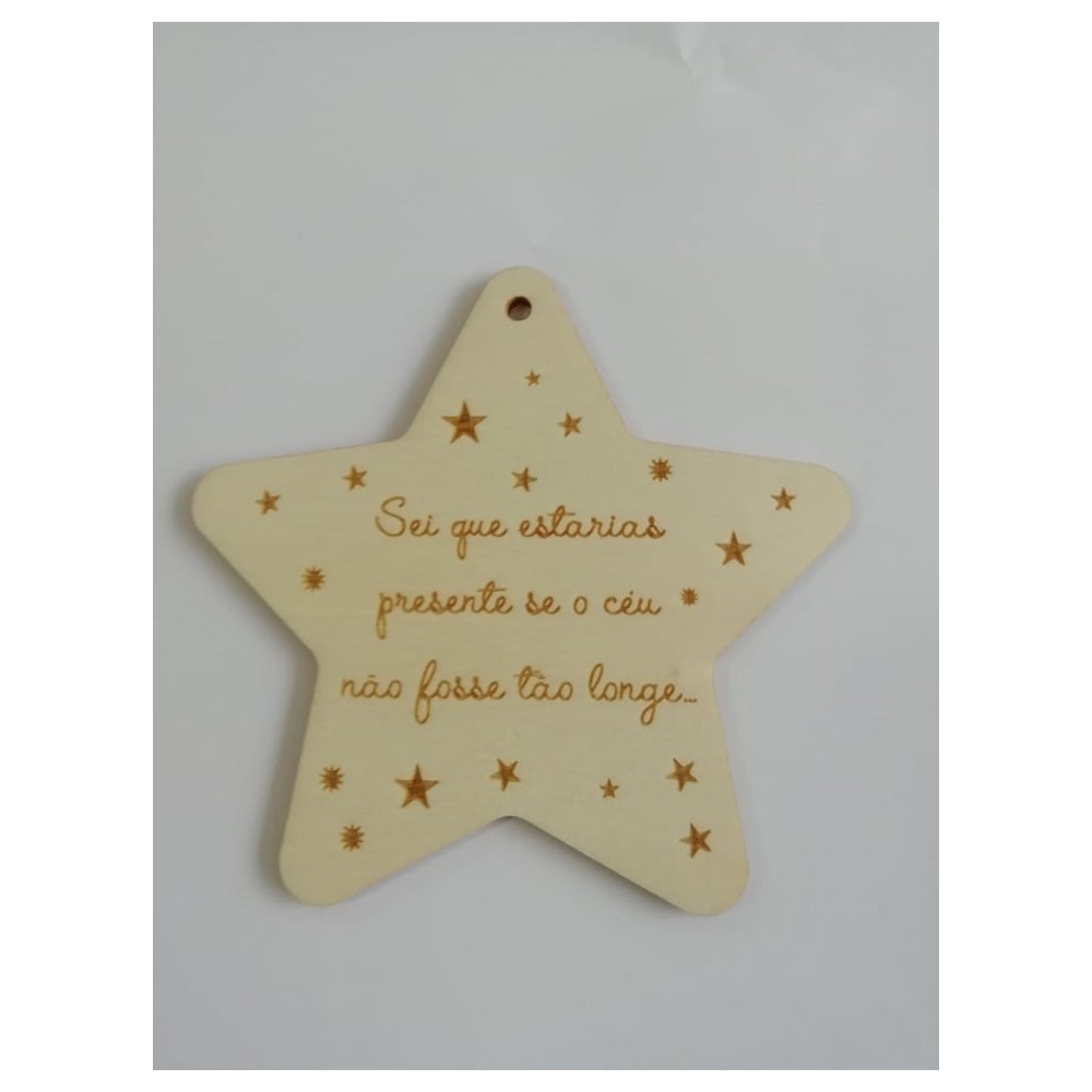Estrela com gravação a laser