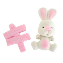 Conjunto Coelho com Placa "Feliz Pascoa"