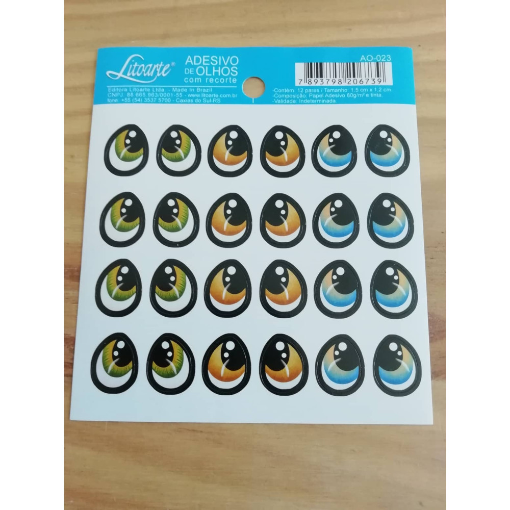Stickers de olhos coloridos com forma de gota