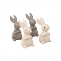 4 Coelhinhos de poliresina com Sticker