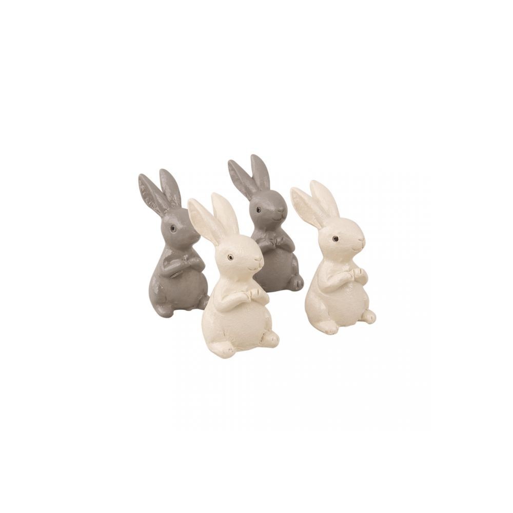 4 Coelhinhos de poliresina com Sticker