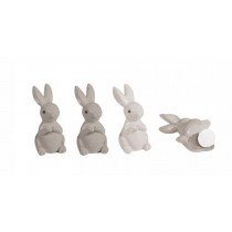 4 Coelhinhos de poliresina com Sticker