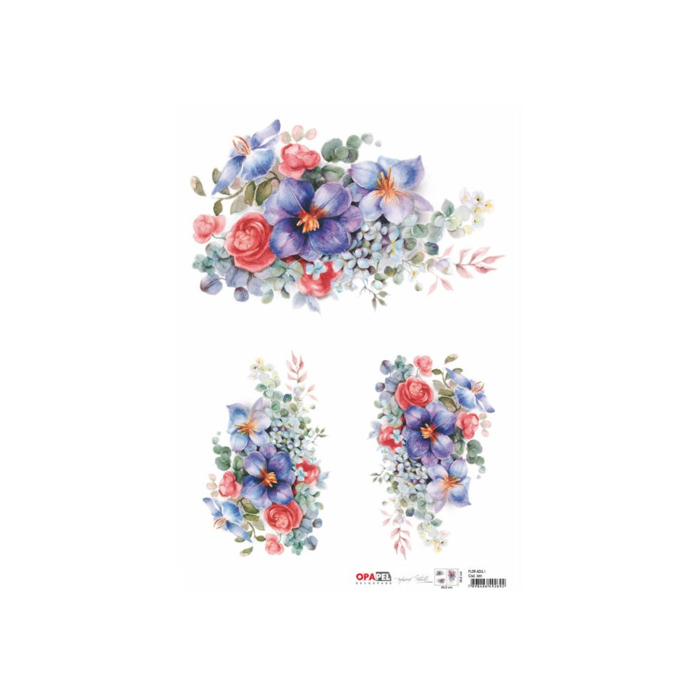PAPEL DECOUPAGE FLOR AZUL