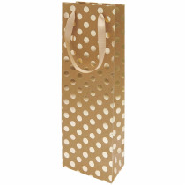 Saco Papel Garrafa Craft pontos Dourados