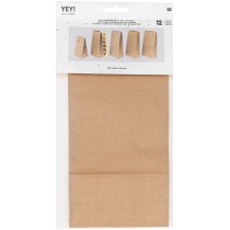 Conj. 12 Sacos Kraft com Fole + Stikers Dourados