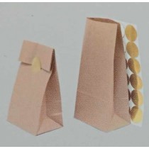 Conj. 12 Sacos Kraft com Fole + Stikers Dourados