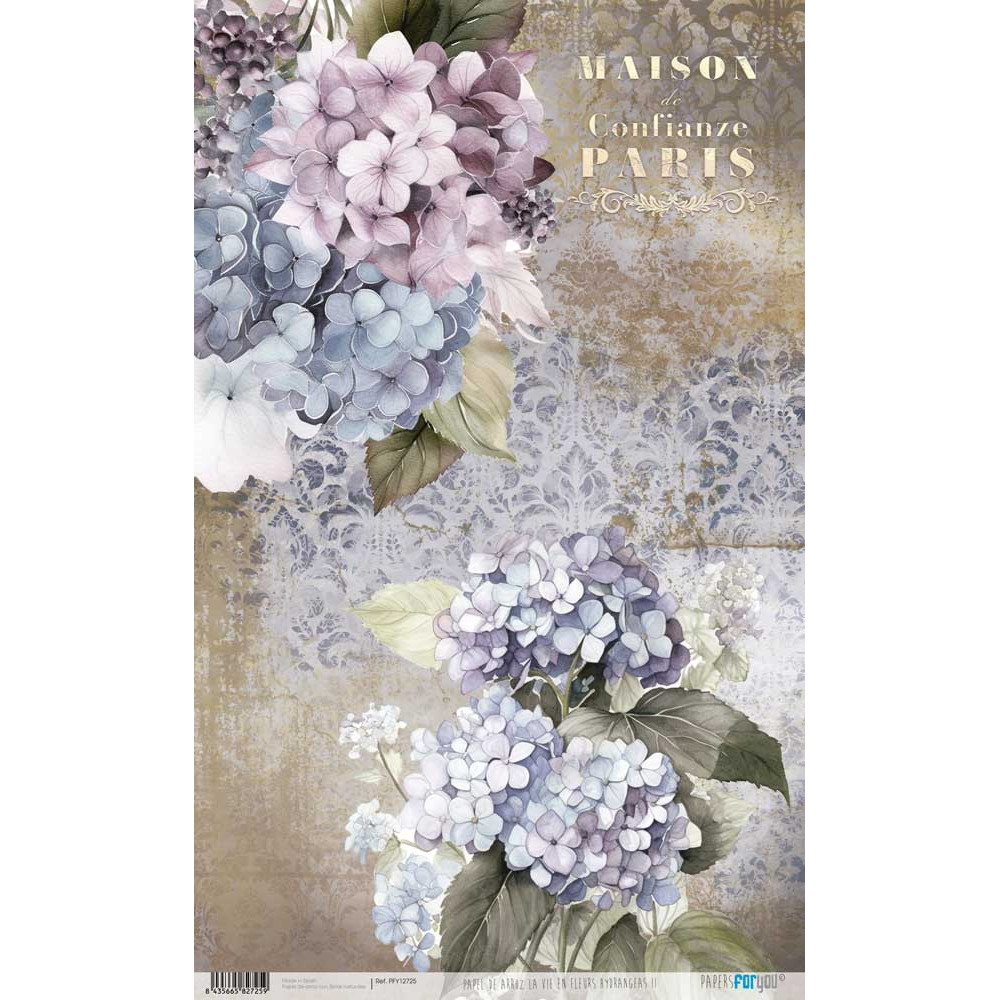 PAPEL ARROZ LA VIE EN FLEURS HYDRANGEAS